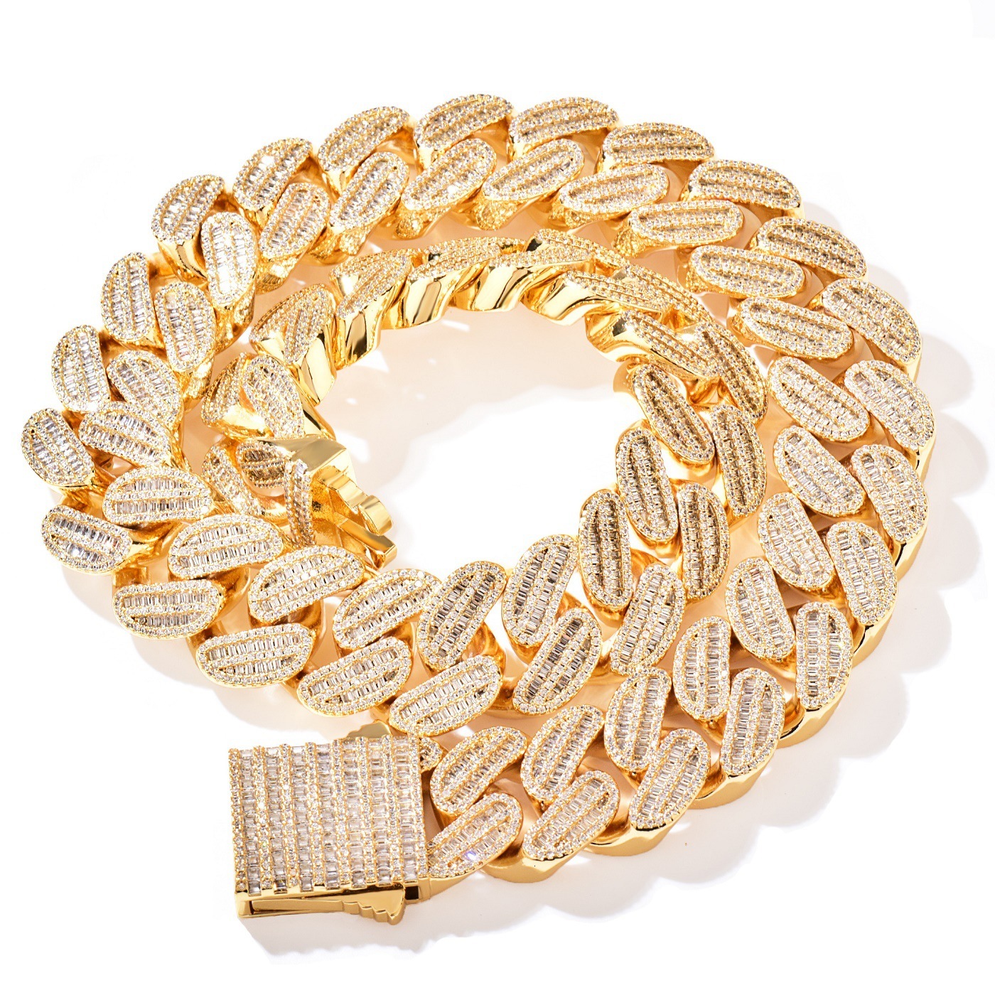 21mm Luxury VVS Moissanite Iced Out Hip Hop Spring Clasp Cuban Chain High-Quality Multi-Size Statement Jewelry Passes the Diamond Tester