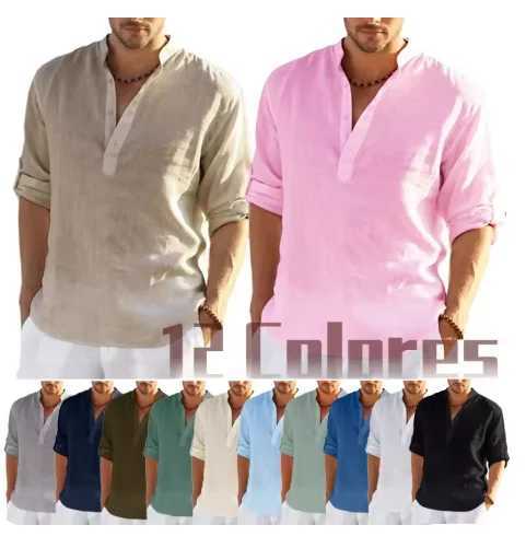 2 Colors New Style Long Sleeve Shirts For Men Casual Shirts Lightweight Long Sleeve Henley Beach Shirt Hawaiian Mens Shirt W250627
