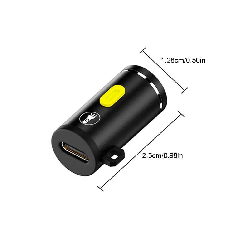 Type-C LED Handheld Strong Light Pocket Keychain Flashlight Mini Flashlight Small Torch Light Outdoor Hiking Camping Accessories W250701