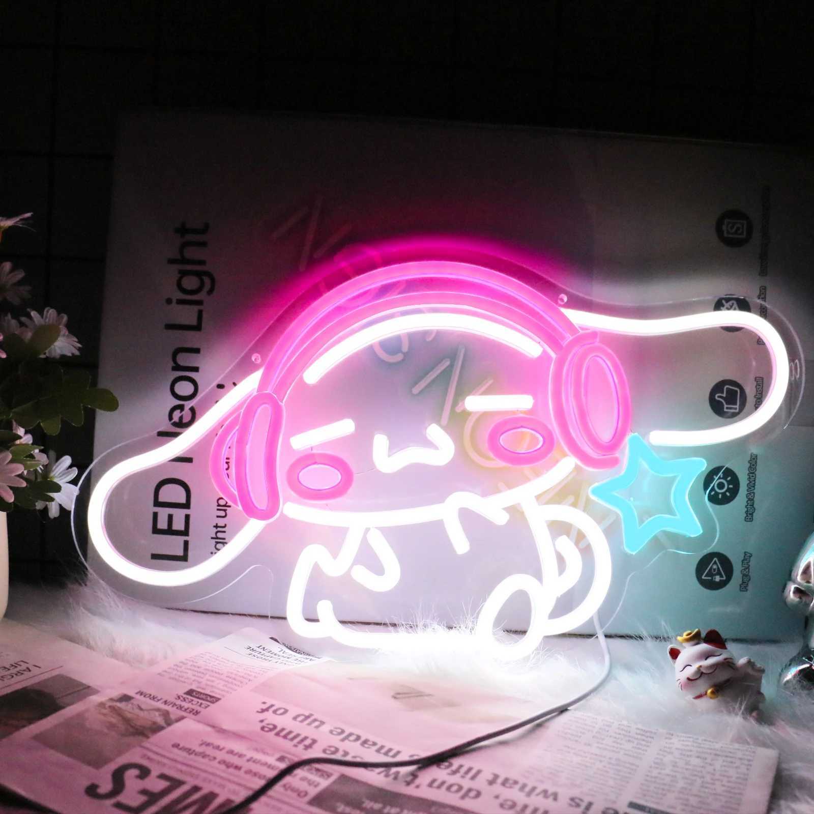 UponRay-Anime Neon Sign Cute LED Neon for Bedroom Game Room Apartment Cartoon Character Dog Home Room Decor Gift for KidsXJ250626