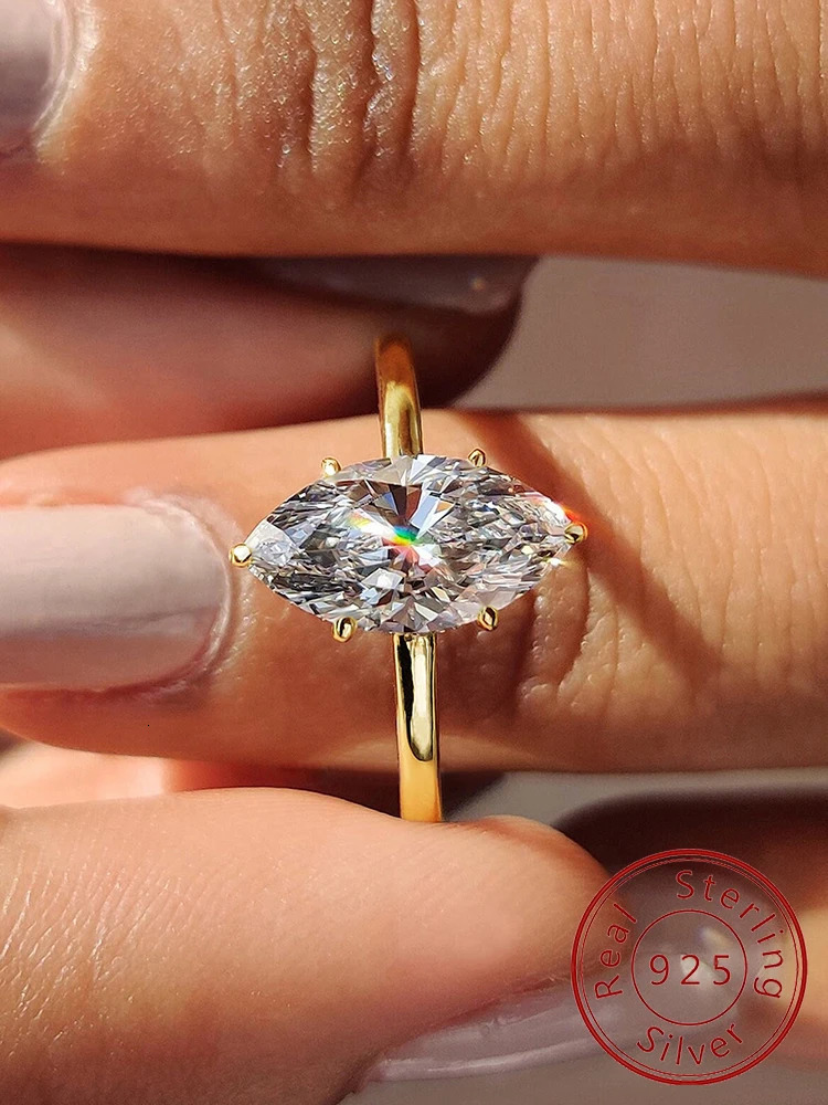 925 Sterling Silver Simple Classic 2 Carats Horse Eye Zircon Ring For Women Engagement Wedding High Quality Fine Jewelry 250626