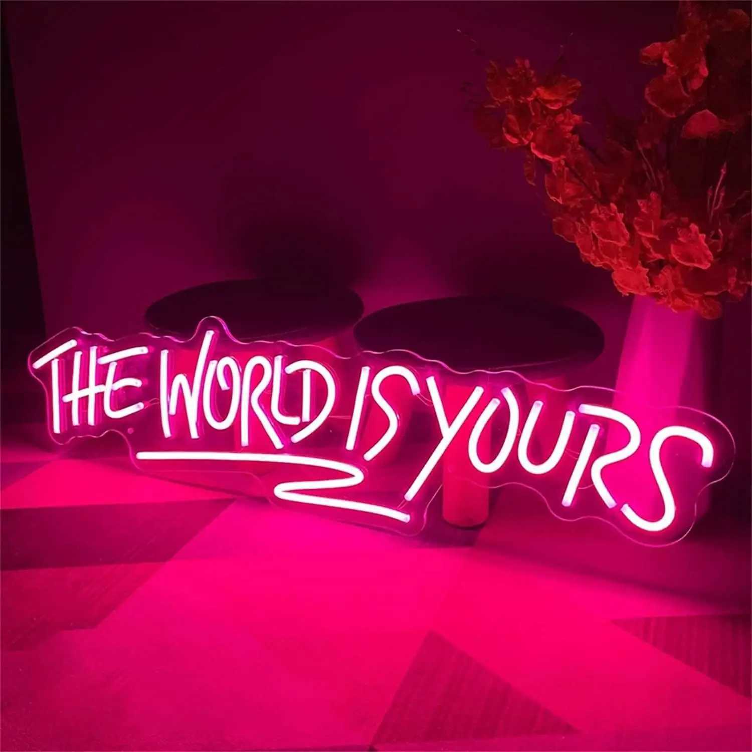 The World Is Yours Neon Sign Plug adapter Decorative for Home Party Decoration Room Decor Home Decor Gifts for Girlfriend XJ250626