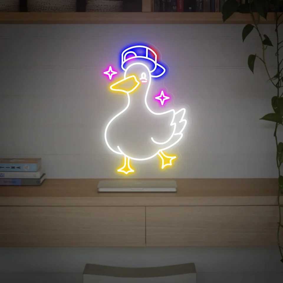 Anime Duck Neon Sign Custom Animal Sign Up for Kids Baby Game Room Bedroom Cute Duck Decor Bar Club Pub Shop Neon Gift XJ250626