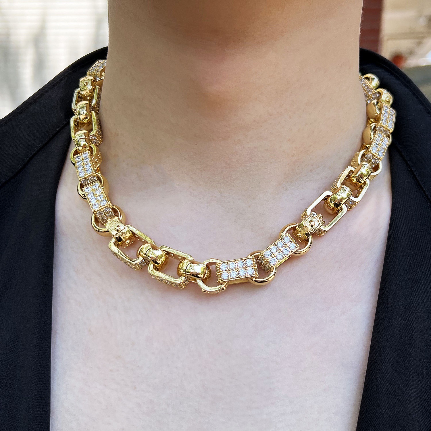 New Release Luxury VVS Moissanite Iced Out Hip Hop 8mm Square Chain Bling High-Quality Multi-Size Statement Necklace Pass the diamond tester