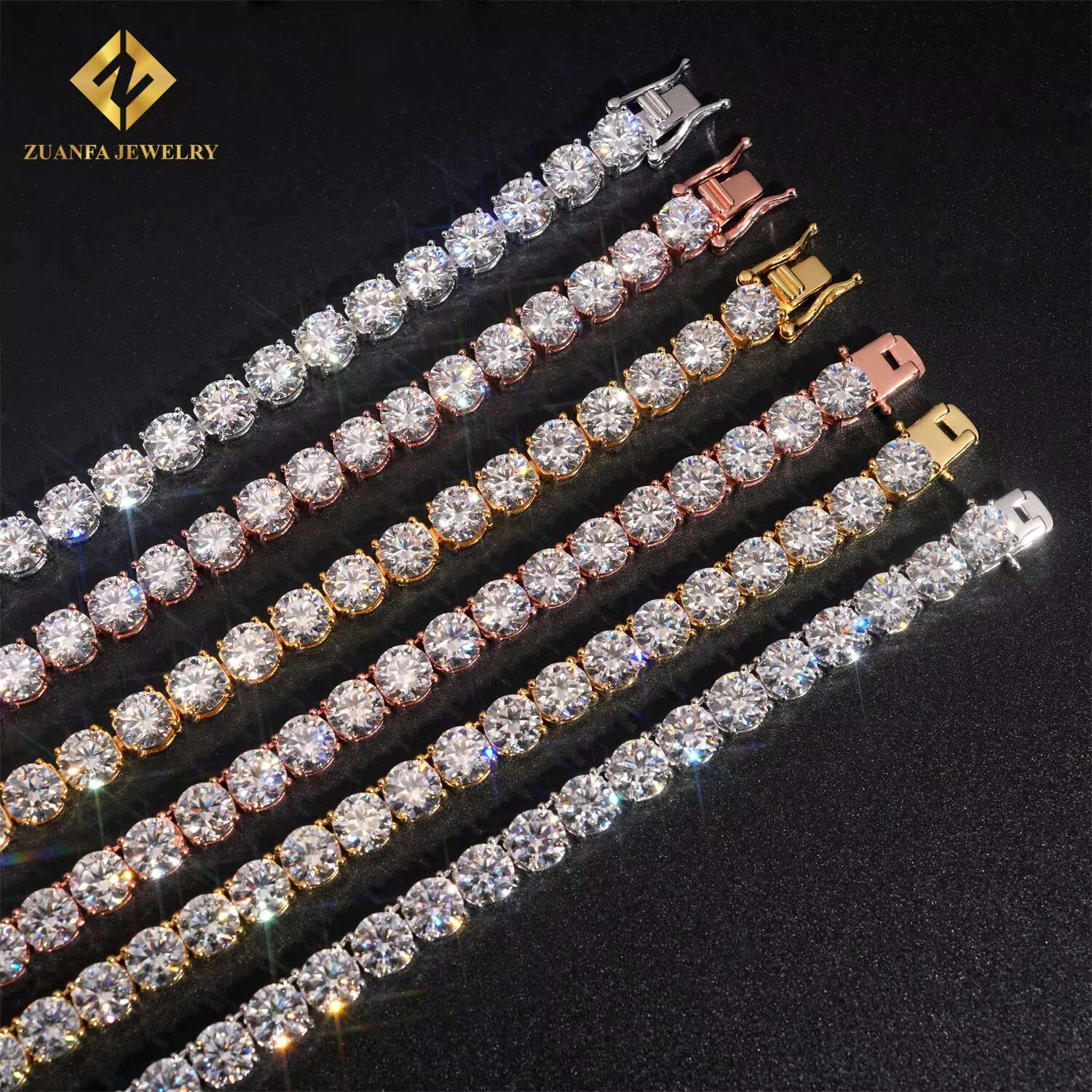 Fast Shipping 6.5mm Moissanite Diamond Tennis Necklace Solid 925 Silver Iced Out Moissanite Hip Hop Jewelry Unisex
