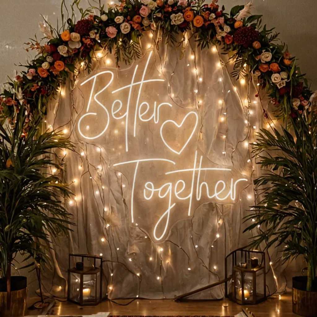 Neon Sign Better Together Wedding Decorations Lights Bedroom Anniversary Engagement Neon LED Sign Aesthetics Room DecorationsXJ250626