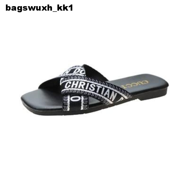 Sandals summer classic canvas slippers beach shoes designer shoes quality lightweight breathable fashion beach vacation home flat slippers US35-42 004