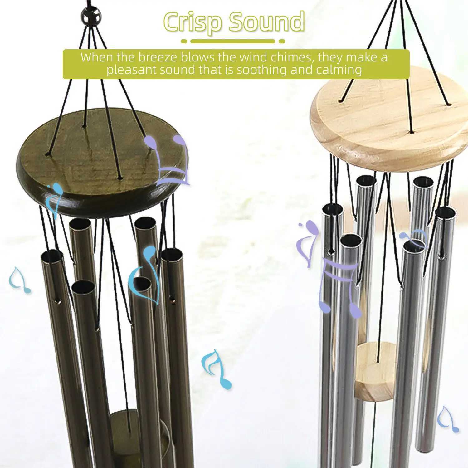 6 Tubes Wind Chimes Garden Outdoor Living Decoration Metal Wind Chimes Hanging Ornament Coffee Shop Wind Chimes Tubes X250627