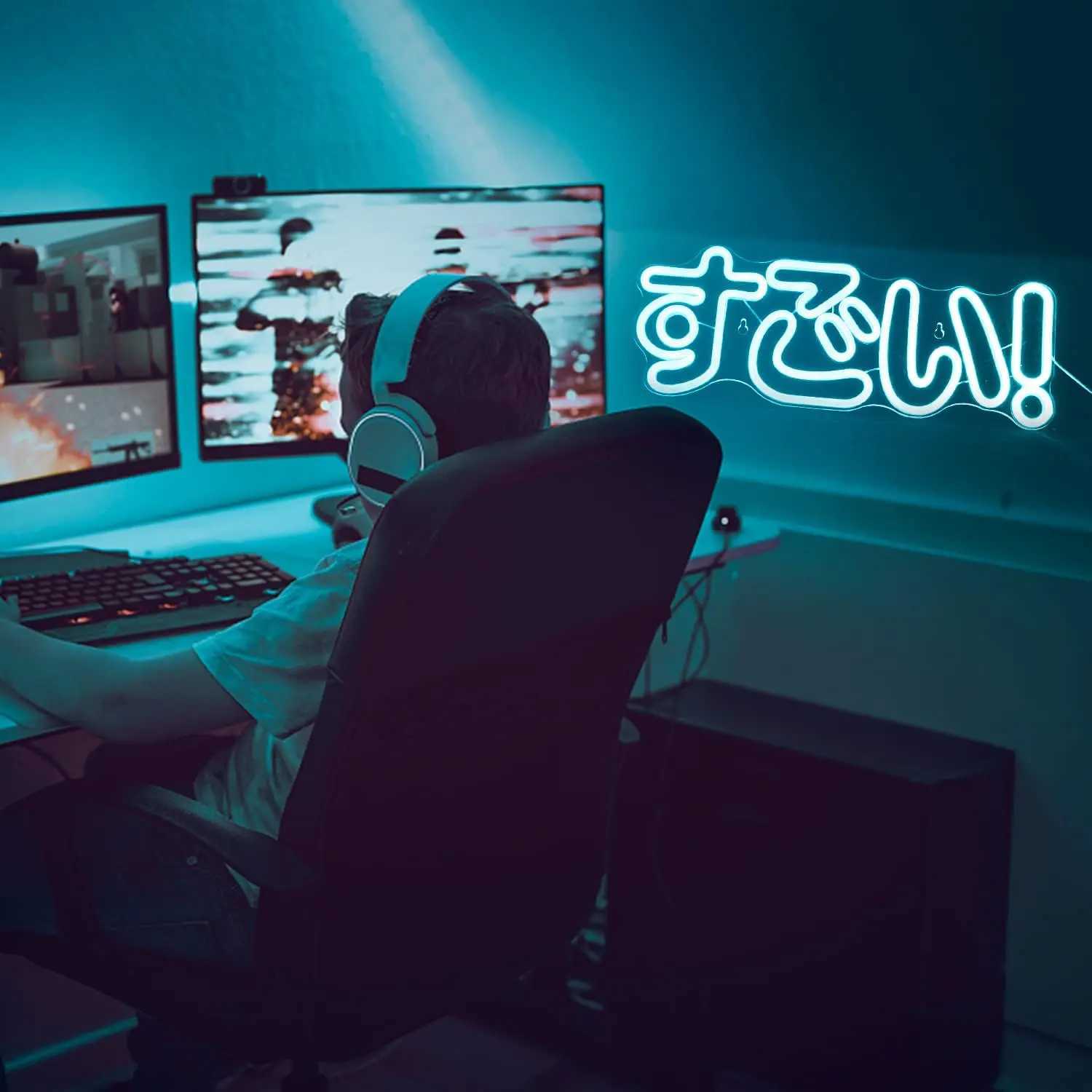 Terrific Neon Sign LED Japanese Neon Sign Ice Blue for Wall Decoration Neon Wall Decor Party Room Club Birthday Halloween Gift XJ250626