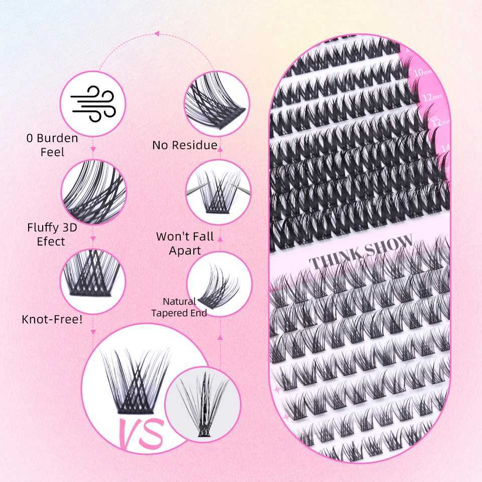 THINKSHOW DIY Lash Extension Kit Bireficial Lashes Cluster Mix Eyelashes Full Set Lashes Kit with Lash Bond and Seal At Home W250627