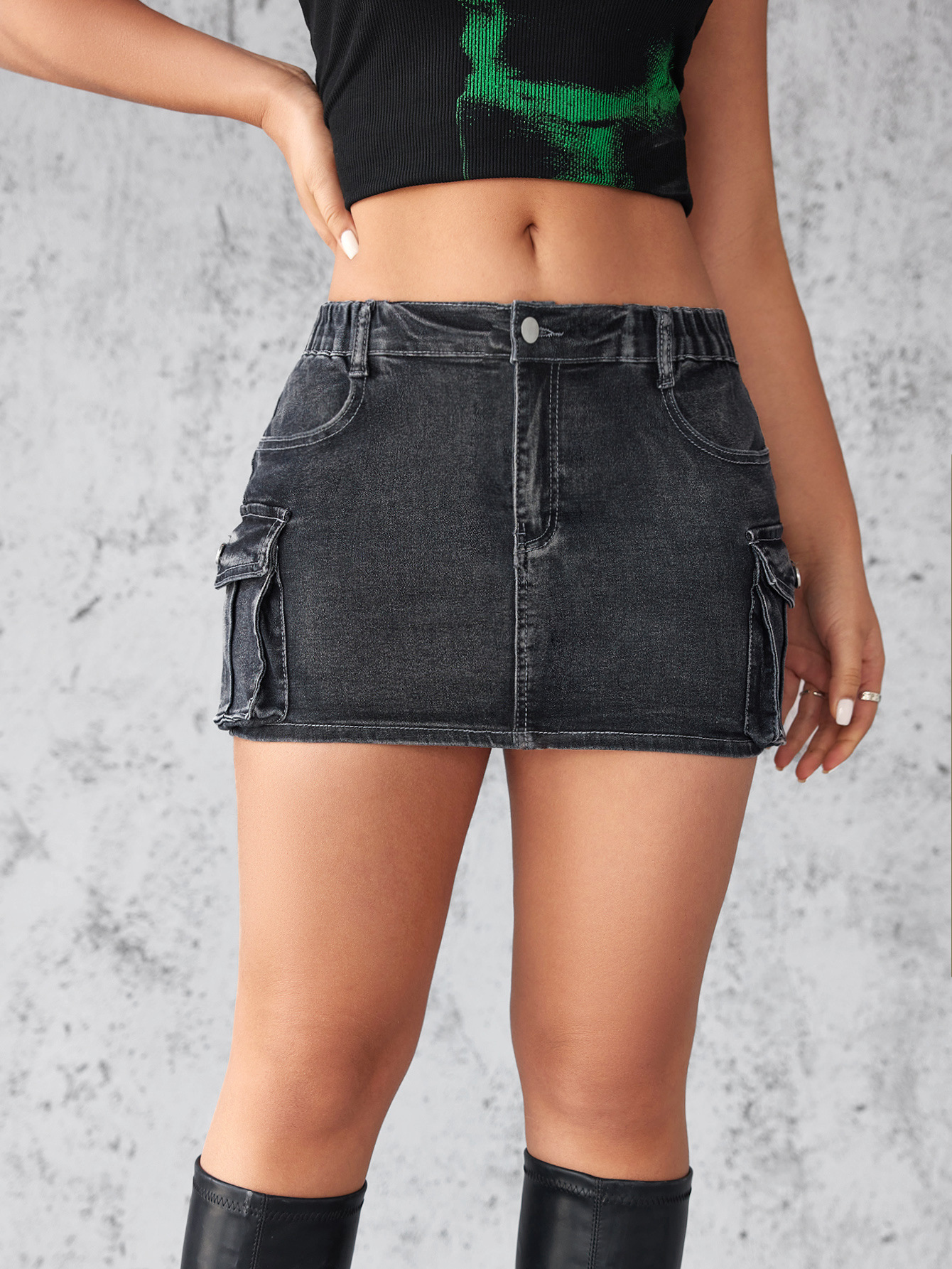 Summer New Ladies Cowboy Skirt Europe and the United States 2025 Cowboy HalfBody Skirt Retro Elastic Slim Work Short Skirt R250627