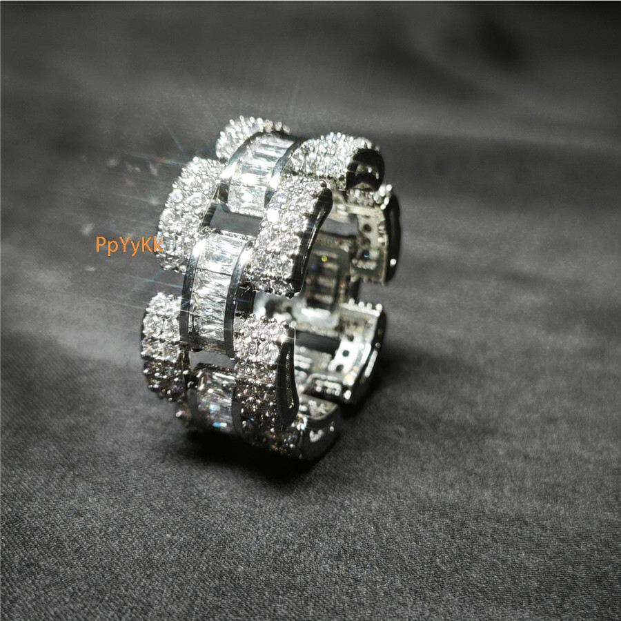Luxury VVS Moissanite Iced Out Hip Hop Edgy Metallic Irregular Ring Minimalist Cool Style Versatile Bling Jewelry Passes the Diamond Tester