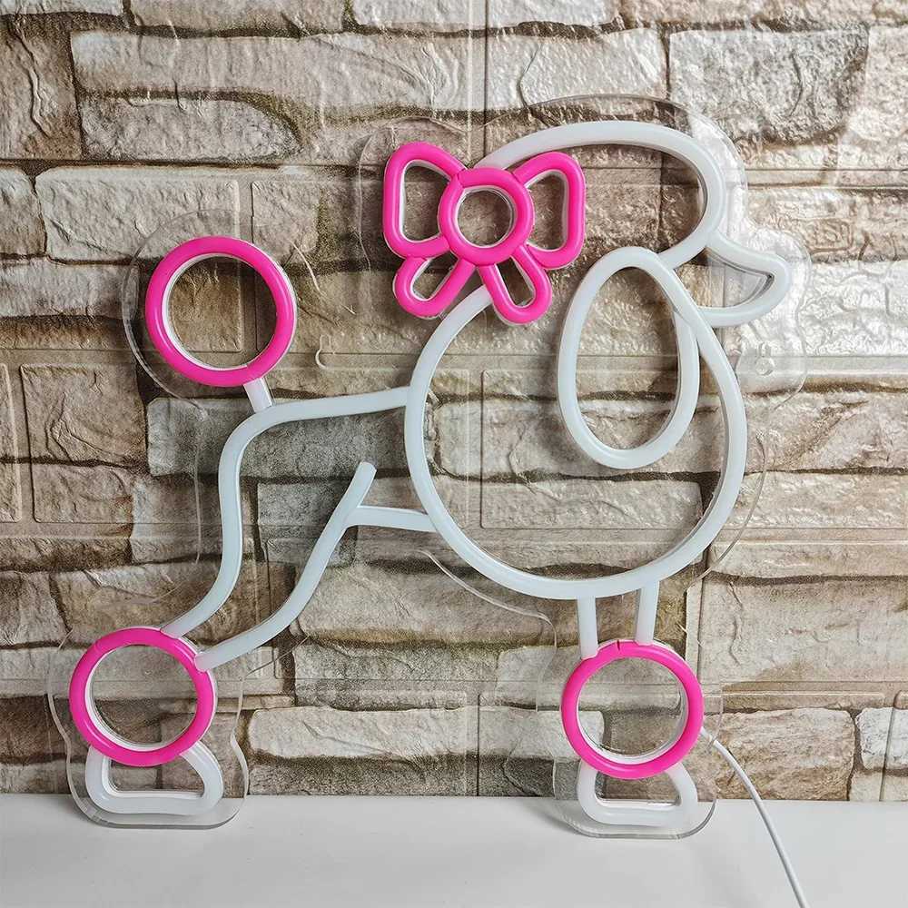 Cute Poodle Dog Neon Lights Animal Neon Sign for Bedroom Pet Shop Art Wall Decoration Pink Neon Light Birthday GiftXJ250626