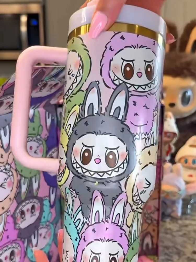 Labubu 40oz Stainless Steel Cup Cartoon Straw Cup Insulated Cup With Straw And Lid Large Capacity Cup Girl Gift X2506051