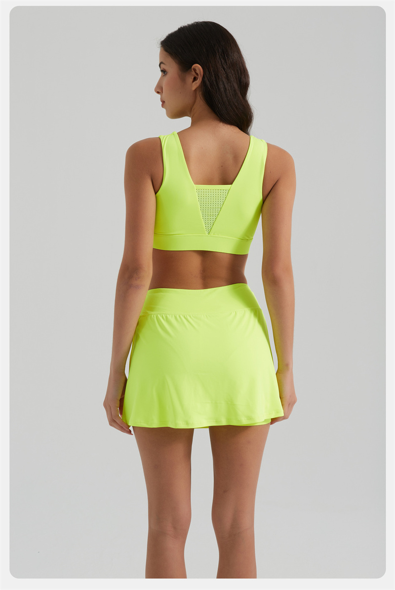 627KK Yoga Skirt Set Women Two Pieces Tank Tennis Skirts Suit Gym Sets V Neck Sports Two Piece Fitness Workout Sports Tracksuit BFA4020+BFS3020