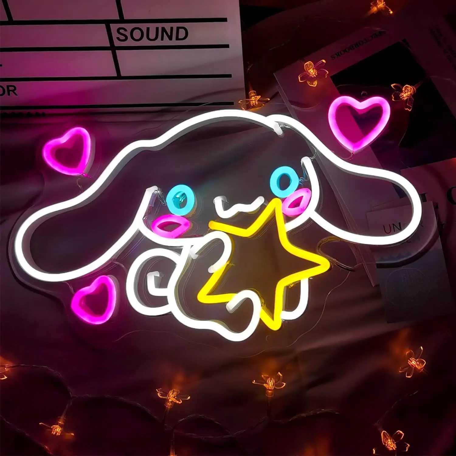 Cinnamoroll Neon Sign Cute LED Neon for Bedroom Game Room Apartment Japanese Cartoon Character Dog Home Room Decor Gift for Kids XJ250626