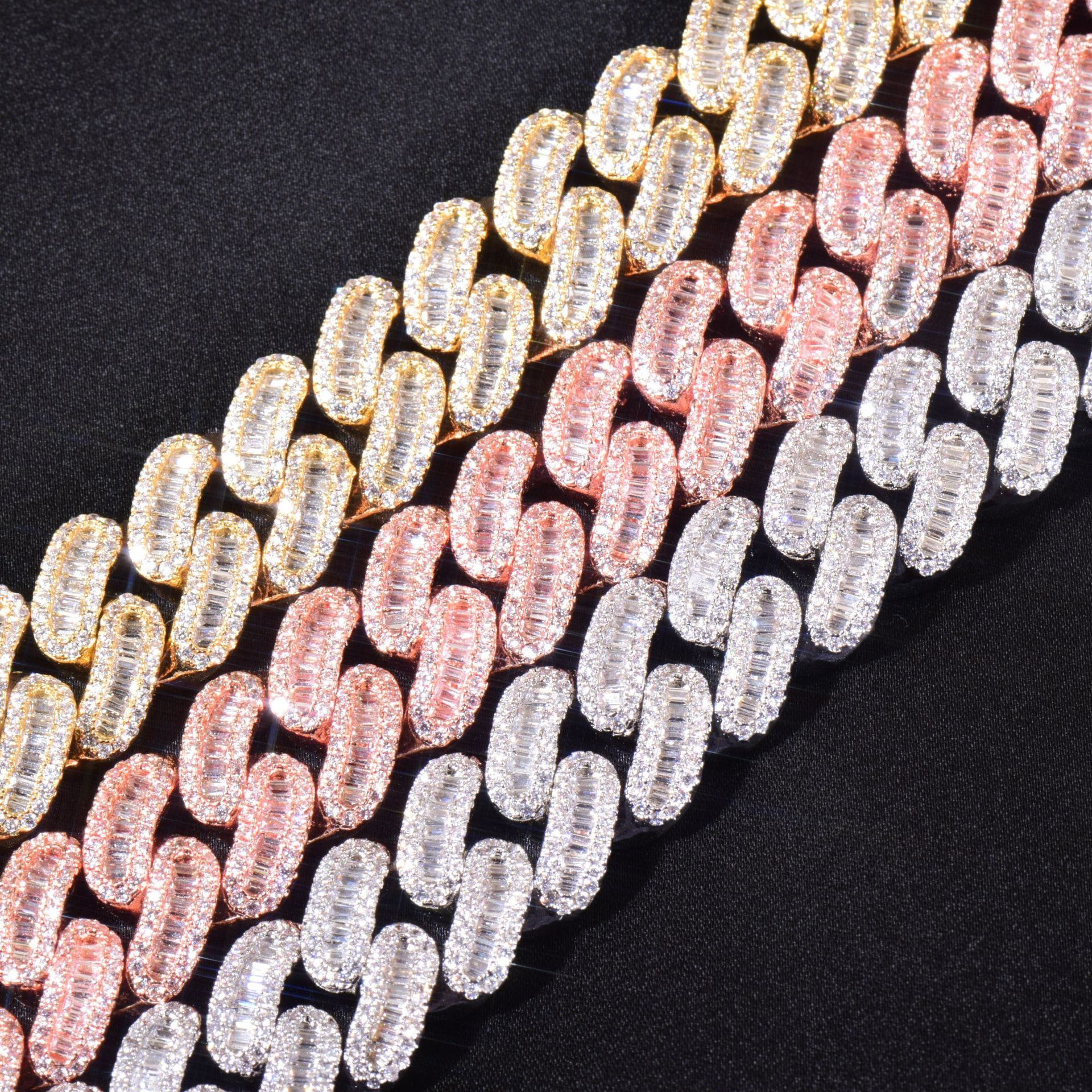 12mm Luxury VVS Moissanite Iced Out Hip Hop Men's Necklace Minimalist Trendy Versatile Statement Jewelry