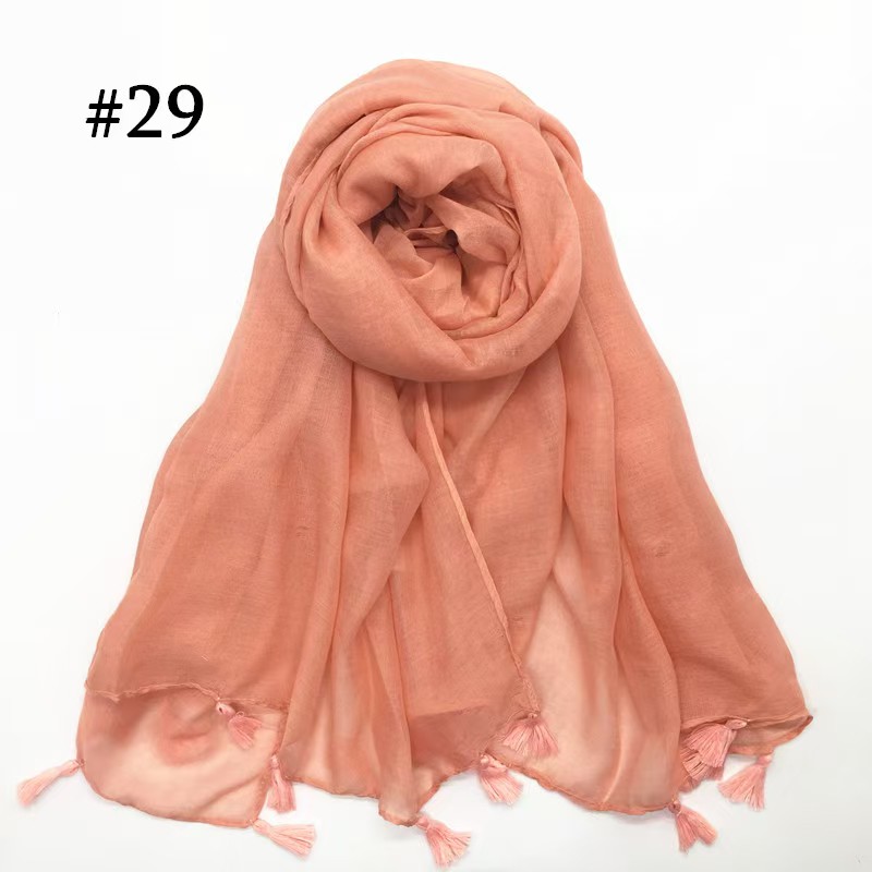 NNMM small fresh solid color thin flat Bali yarn scarf breathable hanging beard tassel female shawl headscarf yarn scarf