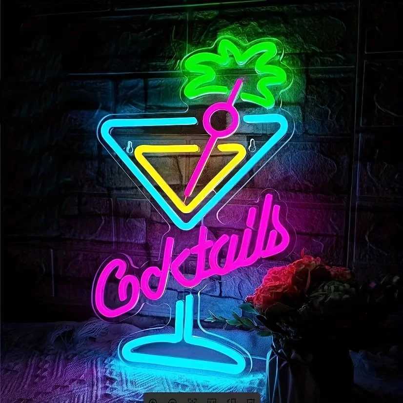 Vibrant Multi-Color Cocktail Neon Light - LED Art Wall Light Perfect for Beer Bar Party Cocktail Bar Nightclub Decoration XJ250626