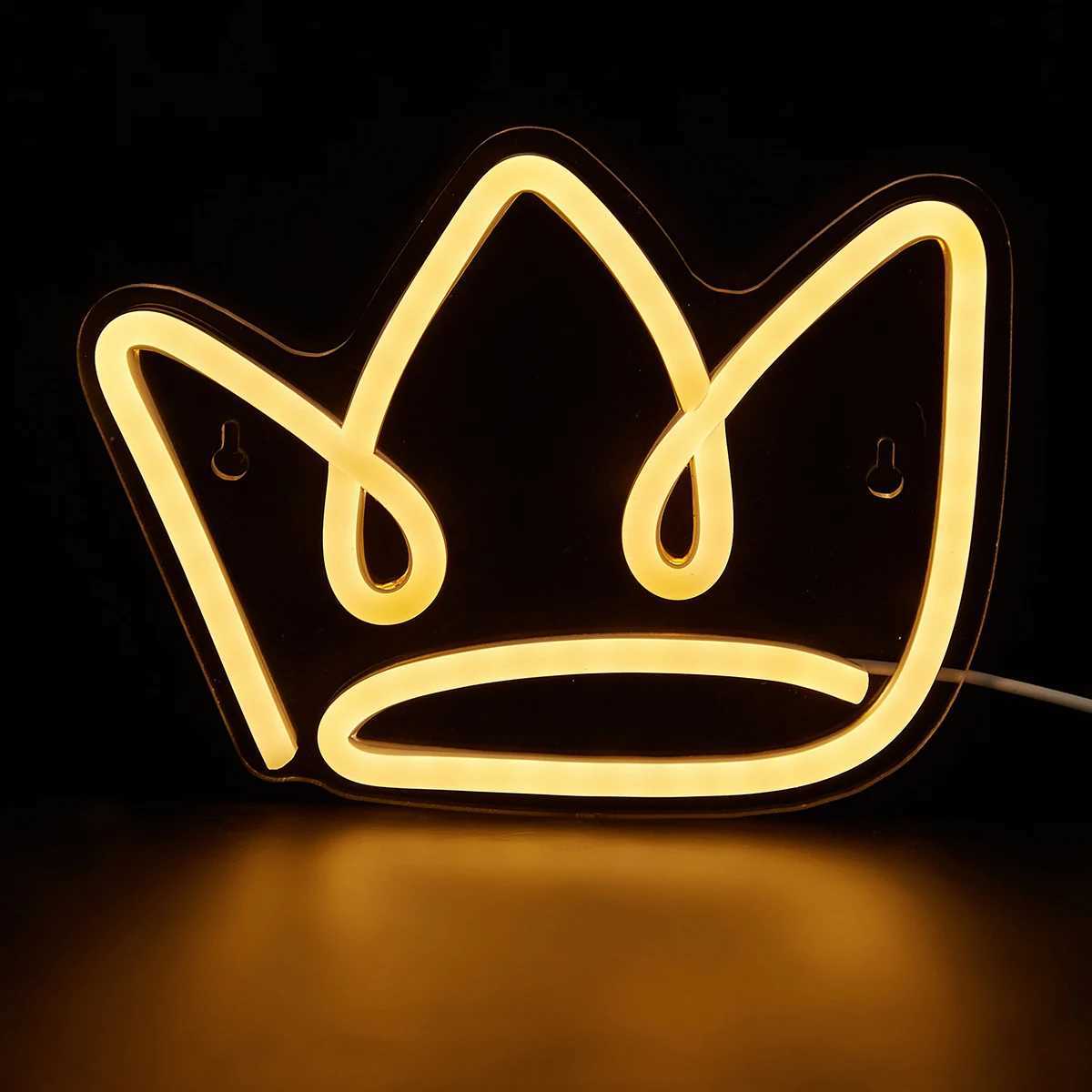 Chi-buy LED Neon Crown USB Powered Neon Signs Night Light 3D Wall Art Game Room Bedroom Living Room Decor Lamp Signs XJ250626