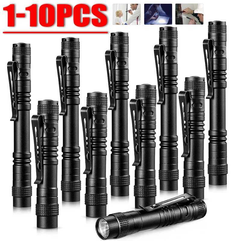 1-10PCS Mini Portable Flashlight Pocket Bright High Power Handheld Pen Light LED Torch for Camping Outdoor Emergency Home Use W250701