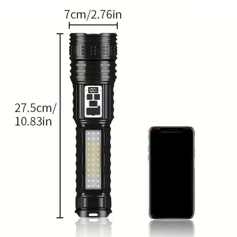 High Power Flashlight Super Big Flashlight Rechargeable Most Strong LED Flash Light Long Range Torch Outdoor Built in Battery W250701