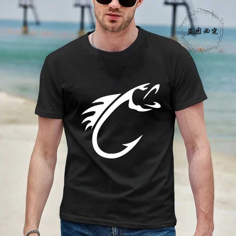 Summer Fishing Hook Printed T Shirts for Men Short Sleeve T-Shirt Tops Mens Tees Shirts Fashion Casual Fishing Lover Tshirt W250627