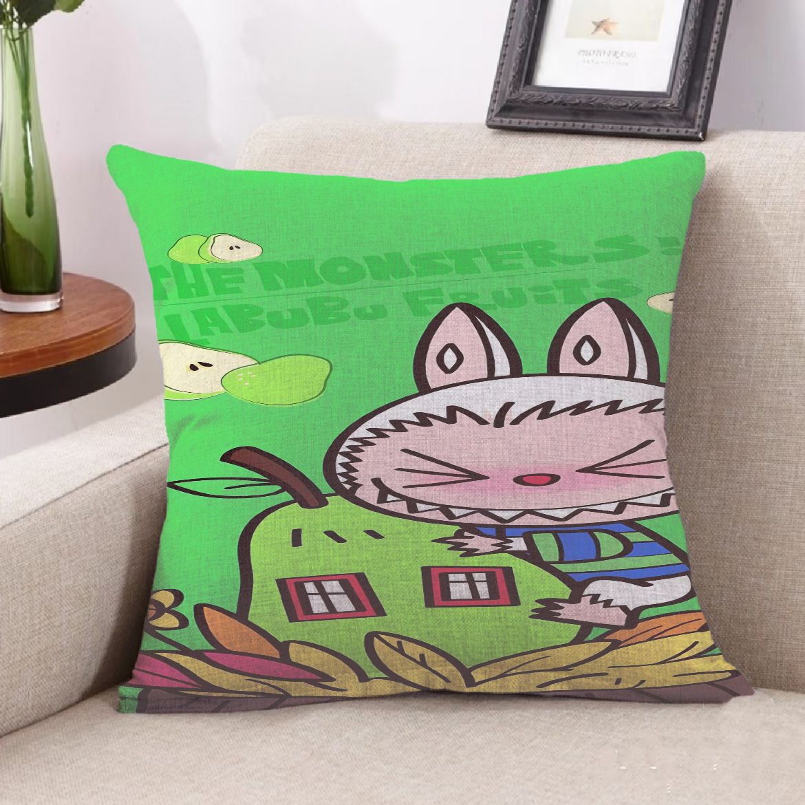 Pink and Black Clashing Color Cartoon Pillow Set Pacifying Moe Fun Children's Room Cushion Teacher's Day Kindergarten Gift Living Room Sofa 