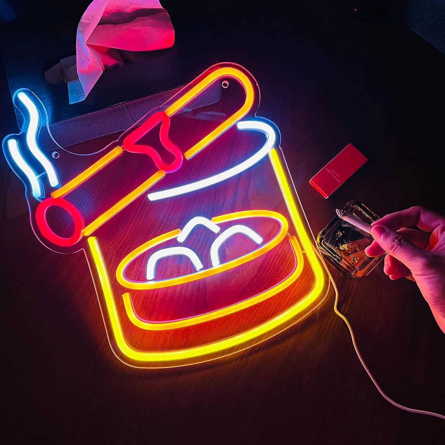 Cigarettes And Alcohol Neon Sign Cigar LED Neon Light Smoke and Wine Sign USB Powered For Home Bar Man Cave Bedroom DecorXJ250626