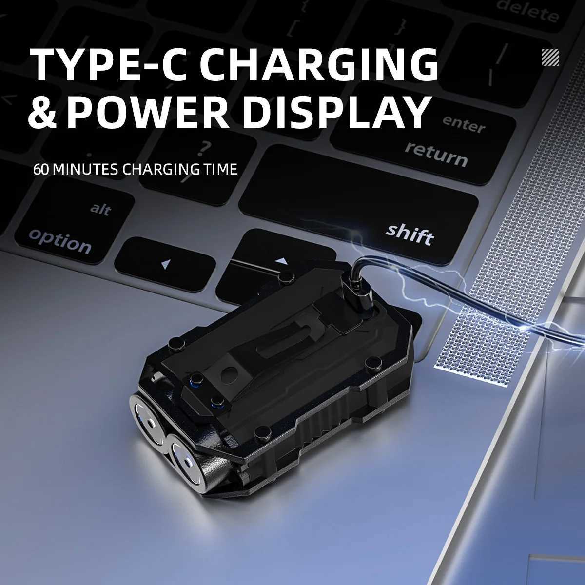 WARSUN Mini LED Flashlight SQ10 Rechargeable Keychain Torch Light with Clip Headlight for Outdoor Camping Hiking Emergency W250701