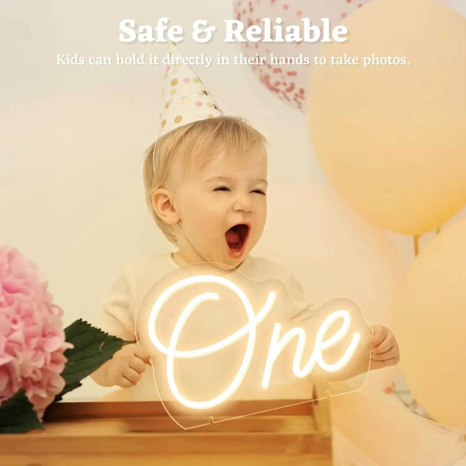 One Neon Sign for First Birthday One Table Number LED Neon Light Lamp for Home Birthday Party Decor Photo Prop Christmas Gift XJ250626