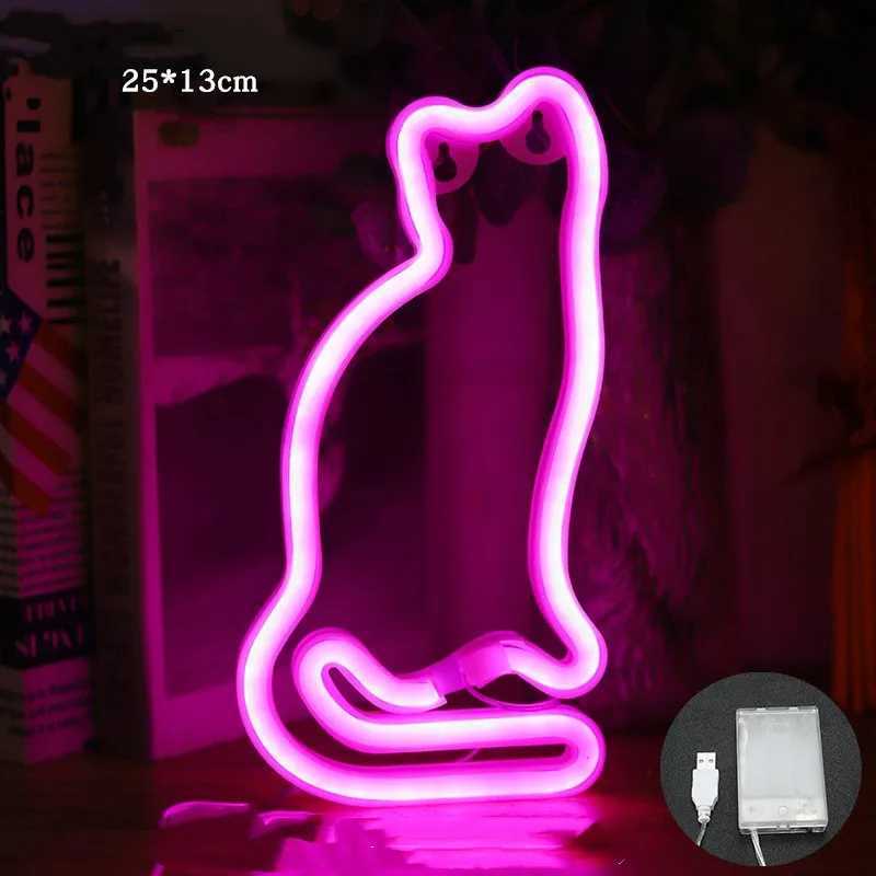 2025 New Cat LED Neon Sign USB/Battery Powered LED Light for Bedroom Room Decoration Gift Night Light Decoration Party Holiday XJ250626