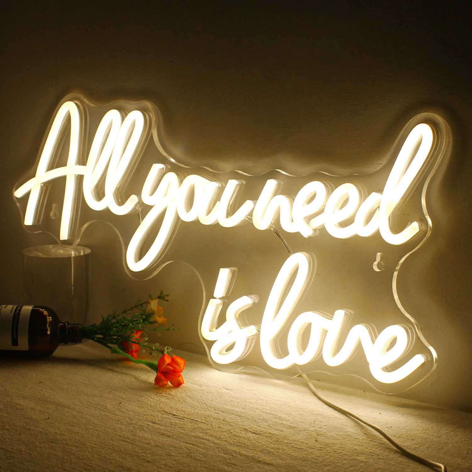 All You Need is Love Neon Sign Custom LED Light Bedroom Wedding Party for Decoration Wall Hanging Neon Art Decor Night Lights XJ250626