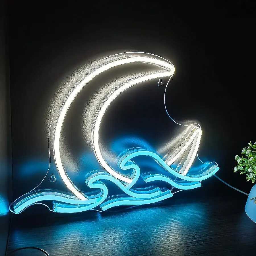Sunrise Sunset Neon Sign Moon over Sea LED Light Twilight Wave Wall Signs for Room Decor Anime Neon Light Acrylic Cloud Sign XJ250626
