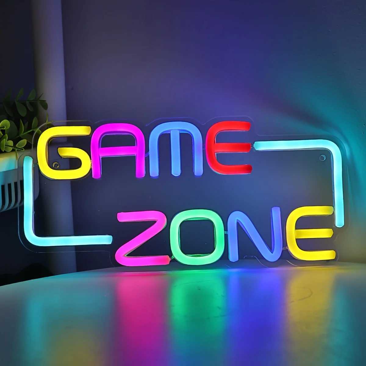 Game Zone LED Neon Sign - USB Powered Wall Hanging Single Color Multipurpose Night Light for Gaming RoomHomePartyPubClubXJ250626