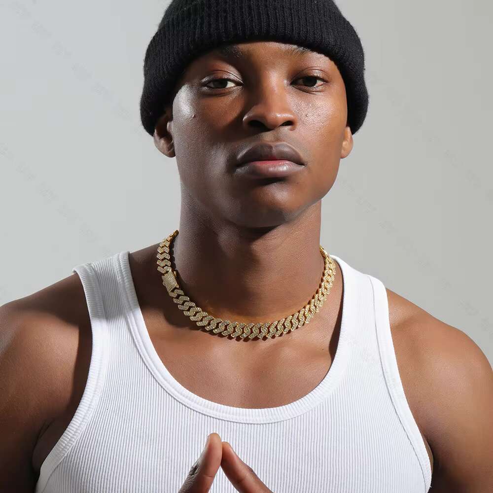 Mens Stainless Steel 14mm Cuban Link Chain New Product Iced Out Hip Hop Style Diamond Moissanite Gift Fashion-conscious Male