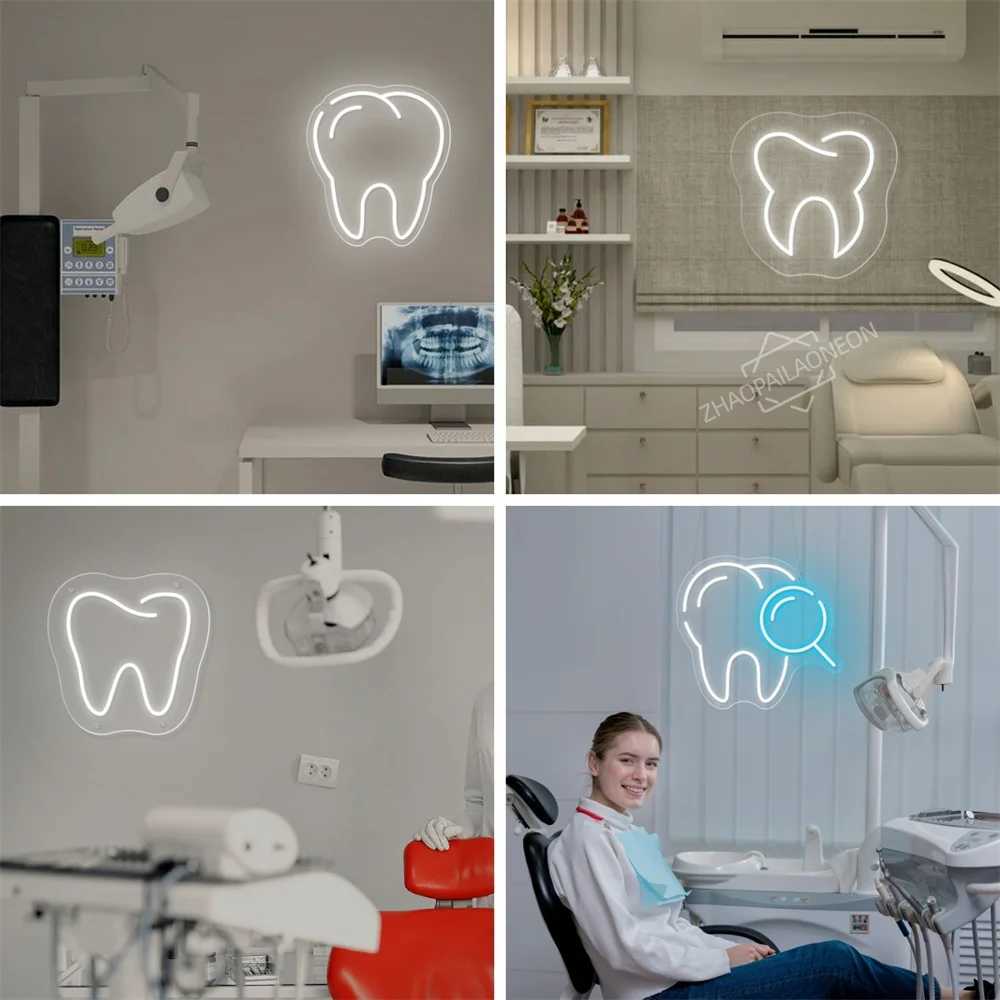 DENTAL CARE LED Neon Tooth USB Powered Neon Signs Teeth Dental Night Light 3D Wall Art Game Room Bedroom Party Decor Lamp SignXJ250626