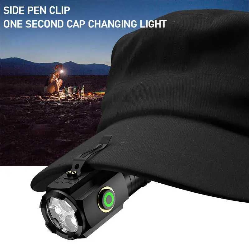 Portable Mini LED Flashlight Powerful Fingertip Torch Waterproof Hiking Camping Flash Light with Pen Clip and Tail Magnet W250701