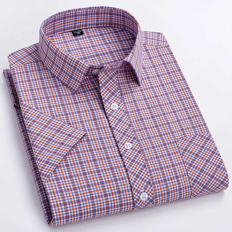 New Casual Shirts For Men Cotton Plaid Short Sleeve Elegant Business Dress Smart Summer Men Clothes England Fashion Top Shirts W250627