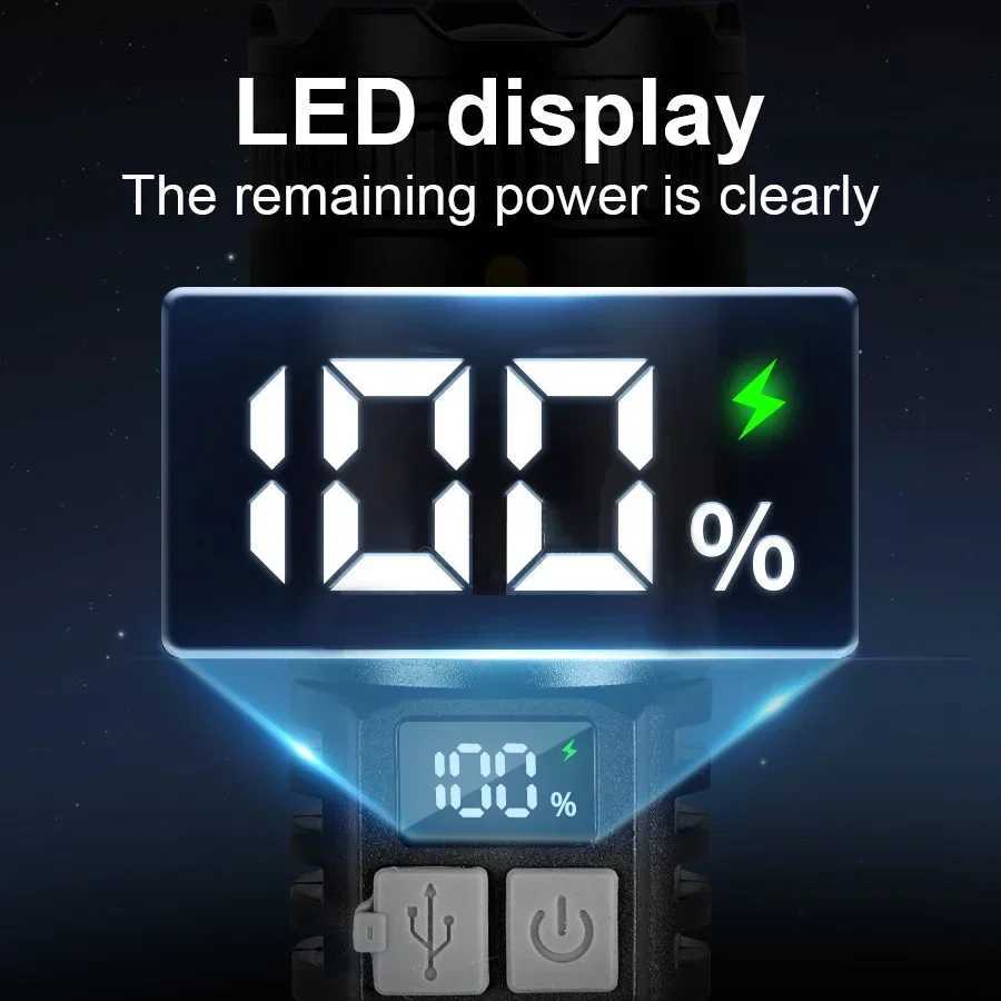 500000 Lumens Ultra Powerful Flashlight Rechargeable Portable Lantern Waterproof Tactical Flashlights Outdoor Strong Light Torch W250701