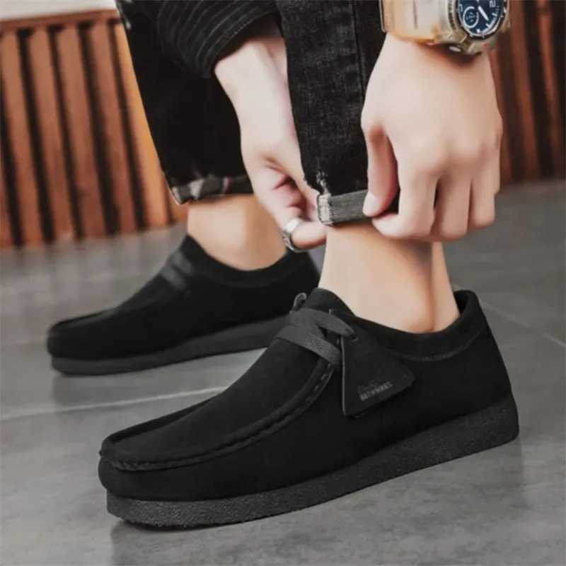 Fion Khaki Casual Shoes For Men Suede Leather Loafers Men Platform Slip-on Mens Driving Shoes Lightweight Leisure Men Shoes Y250627