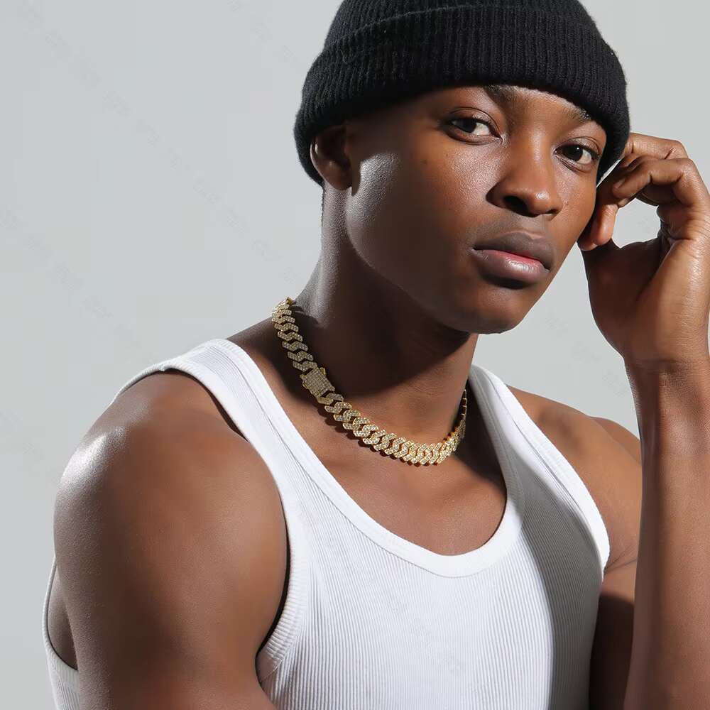 Mens Stainless Steel 14mm Cuban Link Chain New Product Iced Out Hip Hop Style Diamond Moissanite Gift Fashion-conscious Male