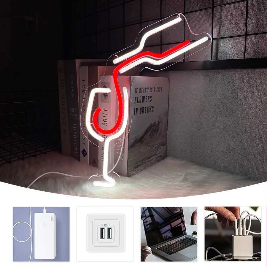Red Wine Glass Led Neon Sign Hand-Made Pouring Icon Usb Powered Suitable For Restaurants Clubs Family Gatherings Bar DecorXJ250626