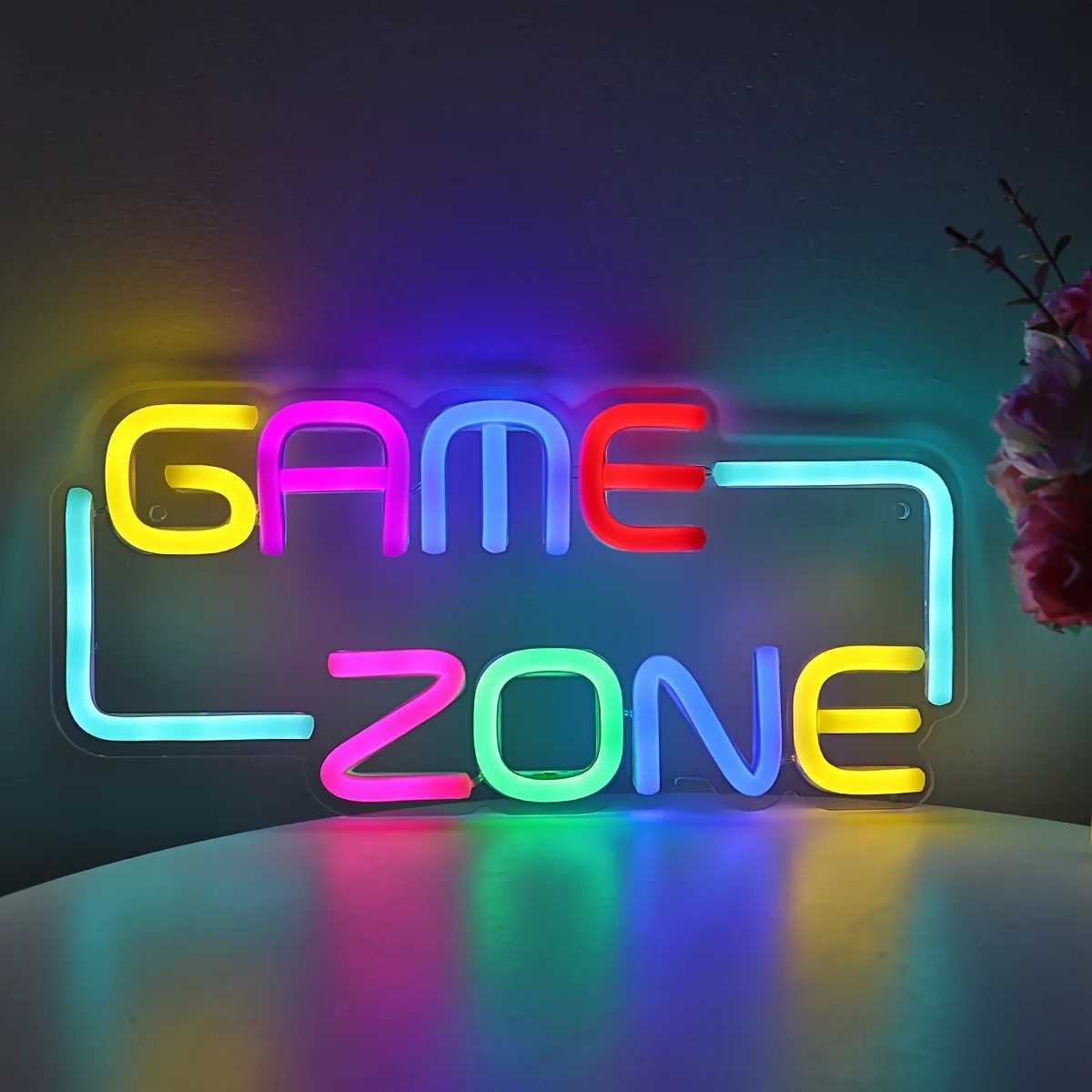 Game Zone LED Neon Sign - USB Powered Wall Hanging Single Color Multipurpose Night Light for Gaming RoomHomePartyPubClubXJ250626