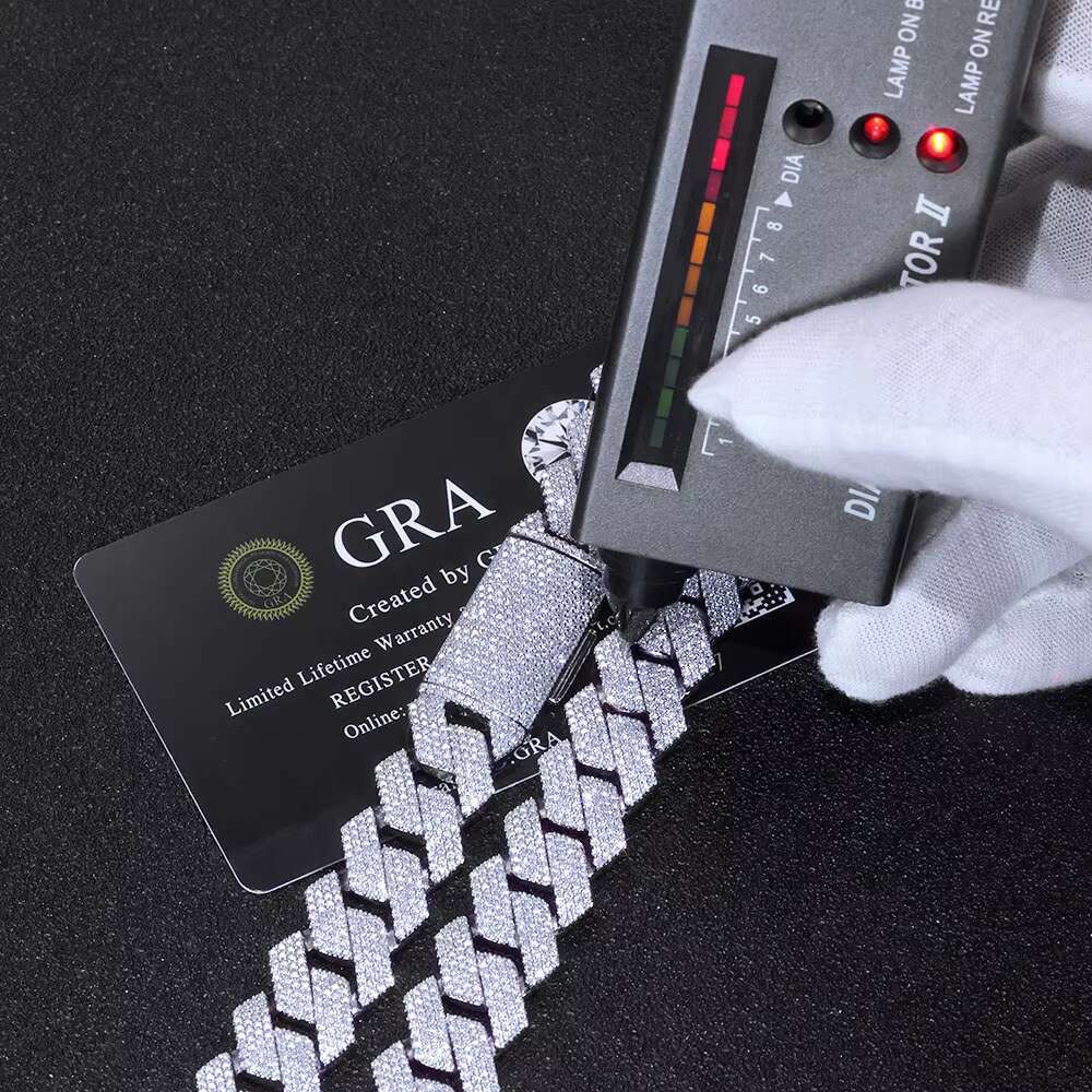 NUOYA 15mm Iced Out Cuban Link Necklace Men Hip Hop Jewelry Shiny VVS Moissanite 925 Silver Chain Gift for Party