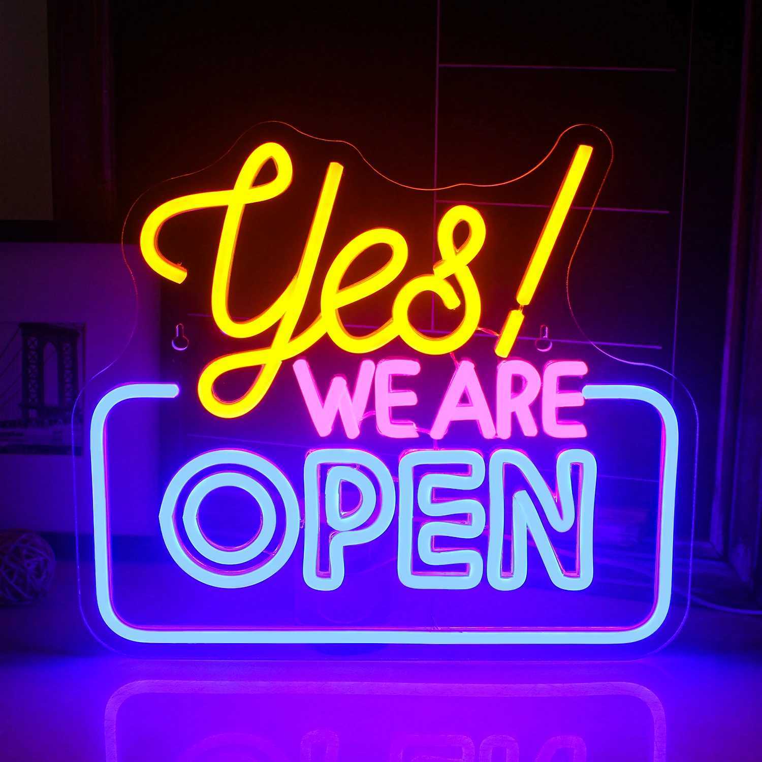 Yes We Are Open Neon Signs For Wall Decor Business LED Lights Room Decoration For Bar Shop Coffee Salon Hotel Store 5/12V Lamp XJ250626