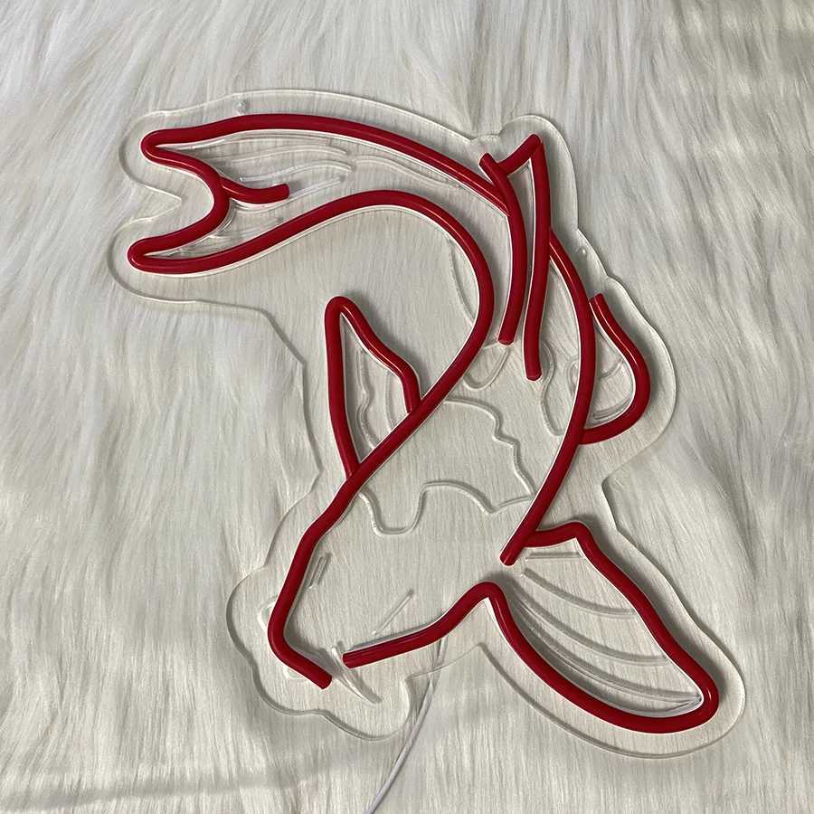 Fish Neon Sign Koi Carp Neon Lights Japanese Fish Led Neon Red Lucky Fish Neon Signs for Wall Decor for Bar Restaurant Office XJ250626