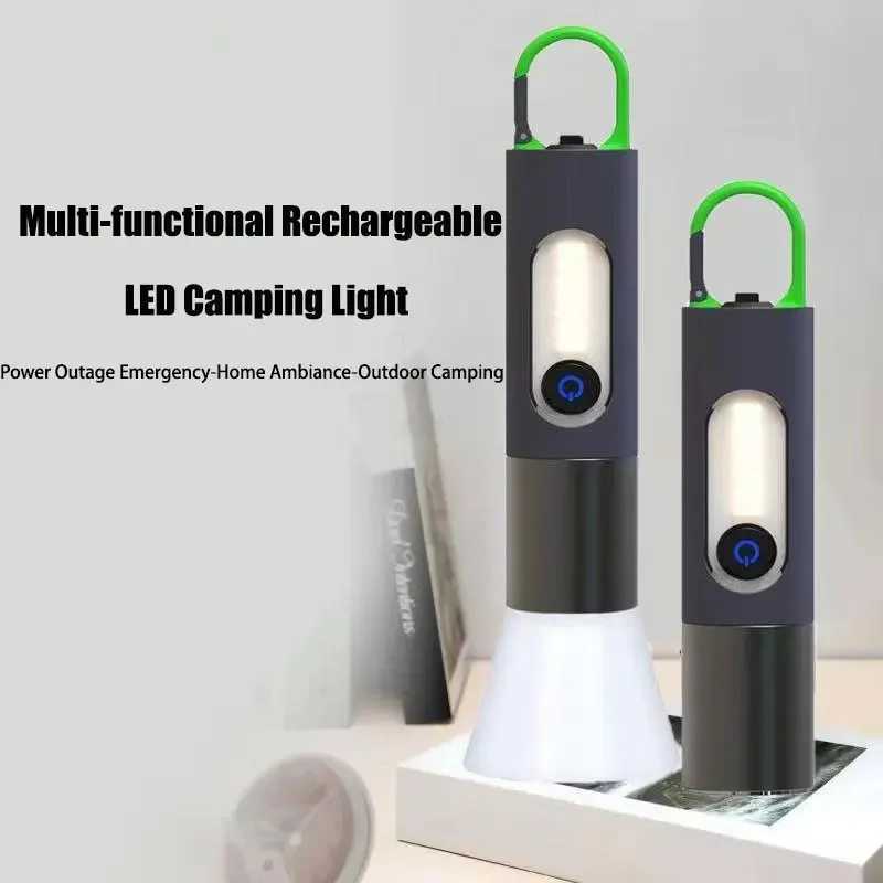 Strong Light Zoom LED Flashlight P50/White Laser Lighting Torch USB Rechargeable Lantern Outdoor Portable Camping Lamp with Hook W250701