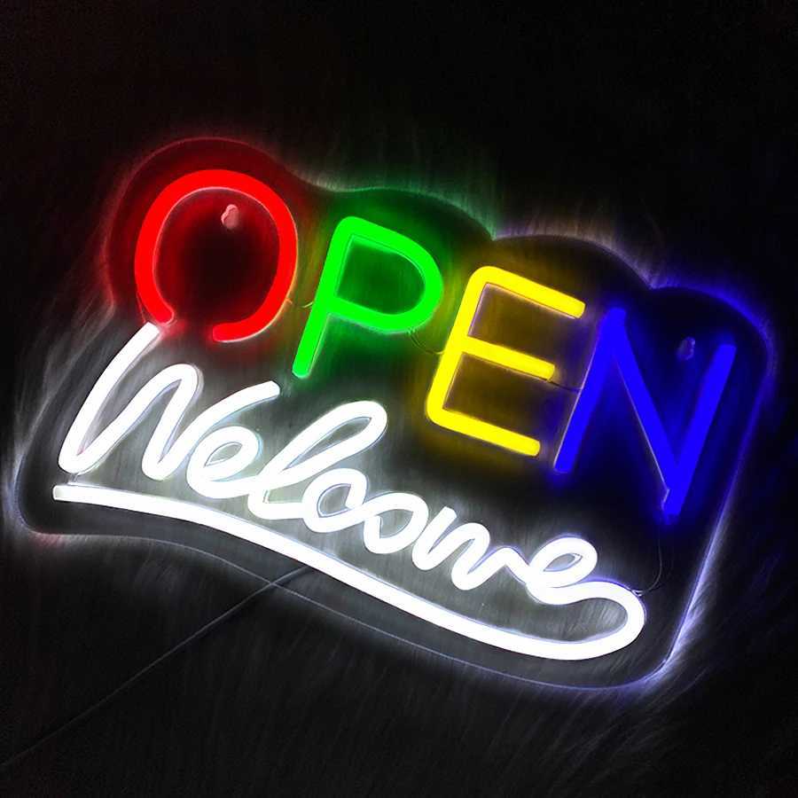 Open Welcome Neon Sign For Wall Decor LED Neon Light For Business Bar Decor Club Shop Restaurant Salon Hotel Coffee Shop XJ250626