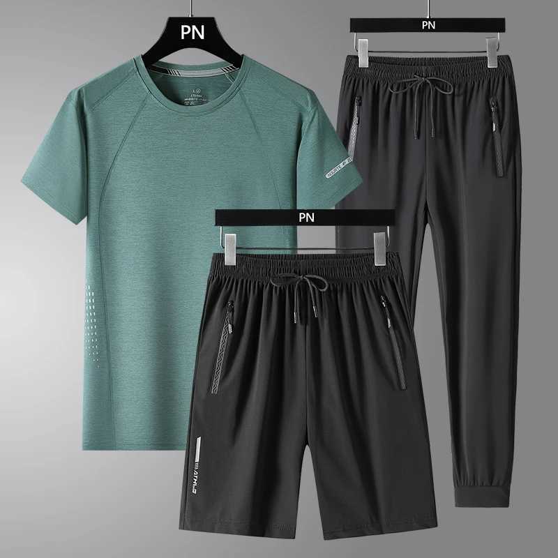 2025 Summer Black White Tracksuits for Mens Set Sleeve T-Shirt Shorts Sportswear Brand Sporting Suit Oversize Comfort Loose New XJ250627